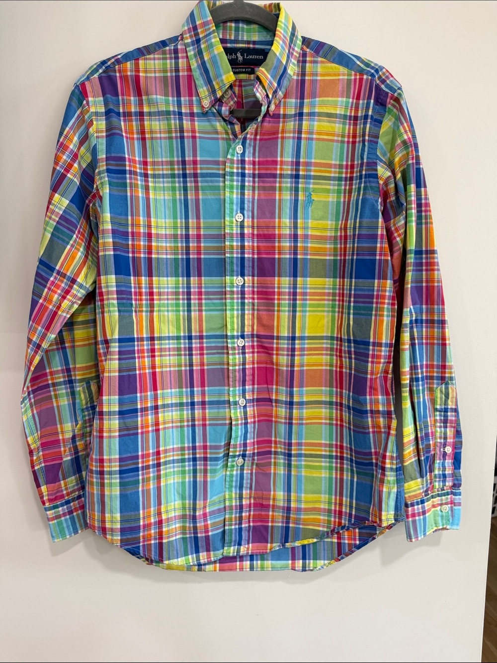 Ralph Lauren Multi-Color Plaid Button-Down Shirt — Blue, Yellow, Pink, Green